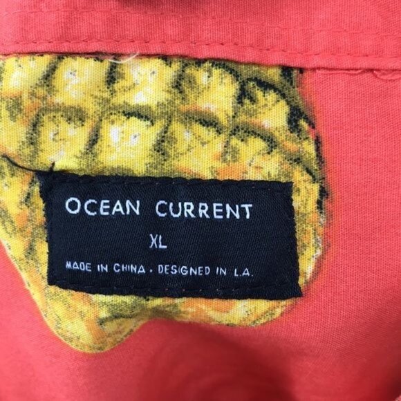 Ocean Current Men's Hawaiian Shirt Pineapple Button Up Short Sleeve XL - Picture 2 of 10